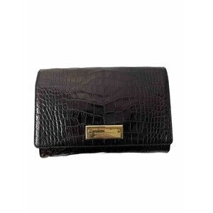 Vintage 90’s Black Donna Karan Genuine Leather Clutch 9"x6" Gold Accents